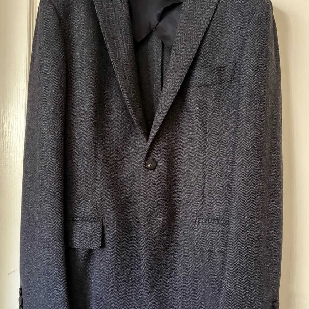 Tonello 2 Button Charcoal Grey Herringbone Wool Blend Sport Coat Men’s EU46/US36